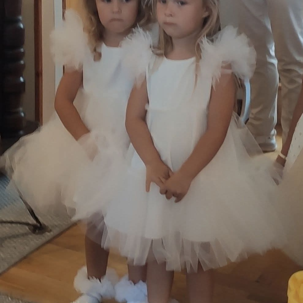 Handmade Elegant White Tulle Dress for Kids